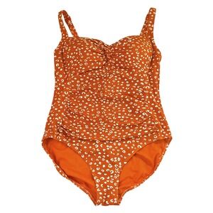 Artesands Womens Orange Textured Leopard One Piece Swimsuit Multi Fit Cup US 10